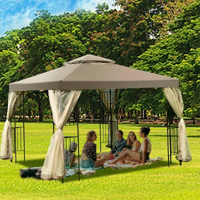 Costway Outdoor 10'x10' Gazebo Canopy Shelter Awning Tent Patio Screw-free Structure Garden 5 Costway Outdoor 10'x10' Gazebo Canopy Shelter Awning Tent Patio Screw-free Structure Garden - Image 3
