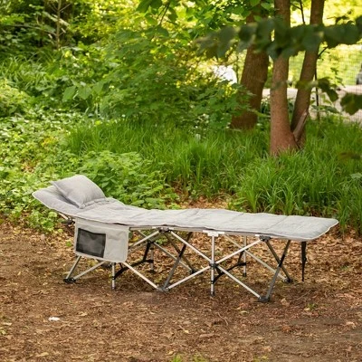 Alpcour 75x28" Camping Cot Mattress Pad - Corduroy Topper With Pillow & Carry Case - Grey 5 Alpcour 75x28" Camping Cot Mattress Pad - Corduroy Topper With Pillow & Carry Case - Grey - Image 3