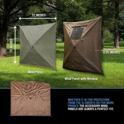 CLAM Quick-Set Screen Hub Tent Wind & Sun Panels, Accessory Only, Green