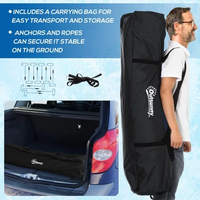 Outsunny 4 Person Insulated Ice Fishing Shelter 360-Degree View, Pop-Up Portable Ice Fishing Tent With Carry Bag, Two Doors And Anchors, Camouflage 6 Outsunny 4 Person Insulated Ice Fishing Shelter 360-Degree View, Pop-Up Portable Ice Fishing Tent With Carry Bag, Two Doors And Anchors, Camouflage - Image 4