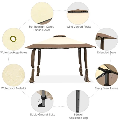 Costway 13'x13' Gazebo Canopy Shelter Awning Tent Patio Garden Outdoor Companion 8 Costway 13'x13' Gazebo Canopy Shelter Awning Tent Patio Garden Outdoor Companion - Image 6