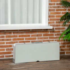 Outsunny Folding Aluminum Picnic Table Chair Set, 4-Seat Outdoor Furniture With Portable Suitcase, Umbrella Hole, Handle For Camping Dining BBQ -OUTSUNNY Shop GUEST d4f8bfa5 e773 4826 b13e 6b860c201005