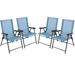 Tangkula Set Of 4 Patio Folding Chairs Outdoor Portable Pack Lawn Chairs W/ Armrests -OUTSUNNY Shop GUEST d668ea67 6730 44f4 a0cb 602eefa956da