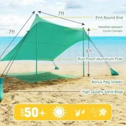 Costway Family Beach Tent Canopy W/ 4 Poles Sandbag Anchors 7'x7' UPF50+ Green 10 Costway Family Beach Tent Canopy W/ 4 Poles Sandbag Anchors 7'x7' UPF50+ Green -OUTSUNNY Shop GUEST d87bbe9b f020 43e2 91d5 a7047a072c1d