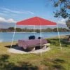 Z-Shade 10 X 10 Foot Push Button Angled Leg Instant Shade Outdoor Canopy Tent Portable Shelter With Steel Frame And Storage Bag, Red -OUTSUNNY Shop GUEST d8f4873e 805e 4ee6 816a 9d05a4a9a61a
