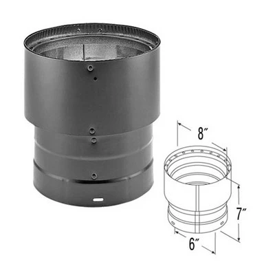 DuraVent DVL 6DVL-X8 Double Wall Interior Stove Pipe Increaser To Vent Smoke & Exhaust, 6 Inch Diameter To 8 Inch Diameter Connection, Black 5 DuraVent DVL 6DVL-X8 Double Wall Interior Stove Pipe Increaser To Vent Smoke & Exhaust, 6 Inch Diameter To 8 Inch Diameter Connection, Black - Image 3