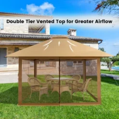 Costway 13x13ft Pop-up Instant Canopy Tent Mesh Sidewall UV50+ Adjust Outdoor Patio