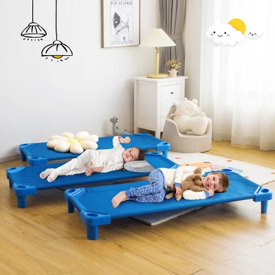 Costway Pack Of 6 Kids Stackable Naptime Cot 52'' L X 23'' W Daycare Rest Mat 5 Costway Pack Of 6 Kids Stackable Naptime Cot 52'' L X 23'' W Daycare Rest Mat - Image 3