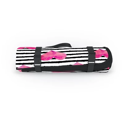 Little Arrow Design Co Watercolor Hearts On Stripes Picnic Blanket - Deny Designs 3 Little Arrow Design Co Watercolor Hearts On Stripes Picnic Blanket - Deny Designs