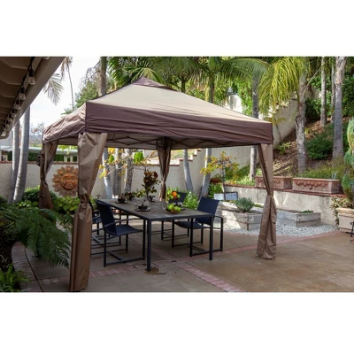 Z Shade 10 X 10 Foot Lawn And Garden Event Outdoor Portable Canopy Gazebo Pop Up Shelter Tent With Skirts For Camping And Outdoor Parties, Tan 4 Z Shade 10 X 10 Foot Lawn And Garden Event Outdoor Portable Canopy Gazebo Pop Up Shelter Tent With Skirts For Camping And Outdoor Parties, Tan - Image 2
