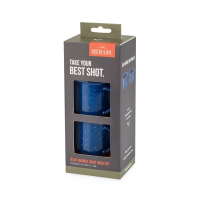 Foster & Rye Camping Mug Shot Glasses, Speckled Blue Enamel Novelty Shooters With Handle, 2.6 Oz Set Of 2, Dark Blue 4 Foster & Rye Camping Mug Shot Glasses, Speckled Blue Enamel Novelty Shooters With Handle, 2.6 Oz Set Of 2, Dark Blue - Image 2