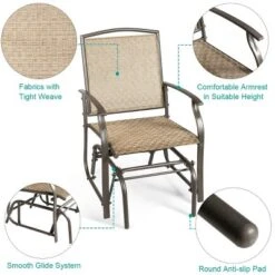 Costway 2PCS Patio Swing Single Glider Chair Rocking Seating Steel Frame Garden Brown -OUTSUNNY Shop GUEST df464784 6174 4062 bbb0 116530b4618e