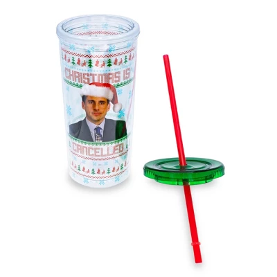 Silver Buffalo The Office "Christmas Is Cancelled" Carnival Cup With Lid And Straw | Holds 20 Ounces 4 Silver Buffalo The Office "Christmas Is Cancelled" Carnival Cup With Lid And Straw | Holds 20 Ounces - Image 2