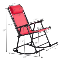 Costway Folding Zero Gravity Rocking Chair Rocker Porch Outdoor Patio Headrest Red -OUTSUNNY Shop GUEST e12df43f 4db4 46b6 a00a dcea3bebeb14