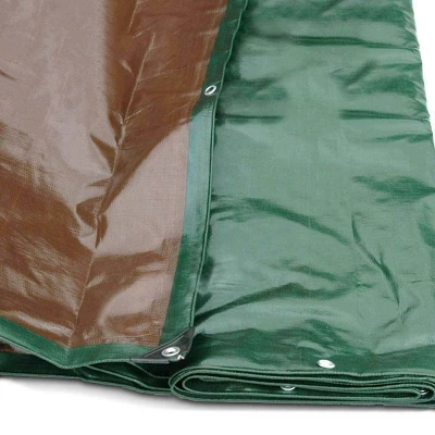Moose Supply Heavy Duty Waterproof Poly Tarp Covers, Green/Brown, 12 Mil 8 Moose Supply Heavy Duty Waterproof Poly Tarp Covers, Green/Brown, 12 Mil - Image 6