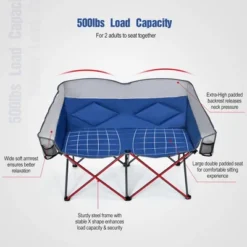 Costway Folding Camping Chair Loveseat Double Seat W/ Bags & Padded Backrest GrayBlue -OUTSUNNY Shop GUEST e30975a9 0ab6 4b7c 92c6 ca9ab2d3cb47