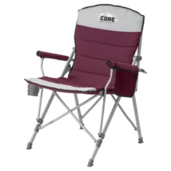 CORE 300 Pound Capacity Polyester Padded Arm Chair With Carry Bag, Gray (2 Pack)