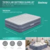 Bestway Tritech 20 Inch Thick Durable Comfortable Air Mattress With Ultra-Fresh Antimicrobial Coating & Built-in AC Pump For 4 Minute Inflation, Queen