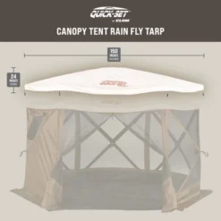 CLAM Quick-Set Outdoor Gazebo Screen Tent Canopy Accessory Rain Fly Roof Tarp For Pavilion/Pavilion Camper Models, Tan (Tent Not Included)