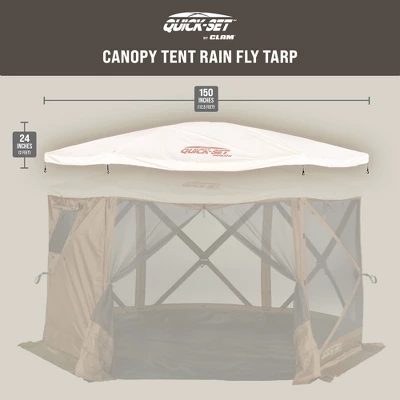 CLAM Quick-Set Outdoor Gazebo Screen Tent Canopy Accessory Rain Fly Roof Tarp For Pavilion/Pavilion Camper Models, Tan (Tent Not Included) 3 CLAM Quick-Set Outdoor Gazebo Screen Tent Canopy Accessory Rain Fly Roof Tarp For Pavilion/Pavilion Camper Models, Tan (Tent Not Included)