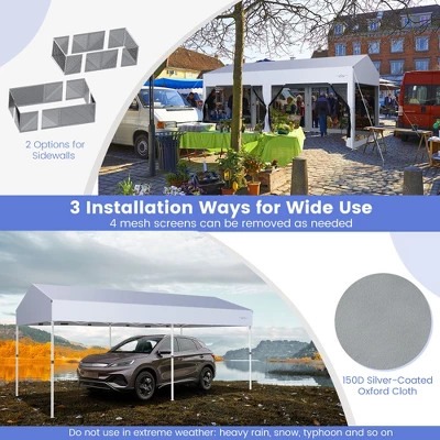 Costway 10x20ft Pop-Up Canopy Party Tent Sidewalls Portable Garage Car Shelter Wheeled 7 Costway 10x20ft Pop-Up Canopy Party Tent Sidewalls Portable Garage Car Shelter Wheeled - Image 5