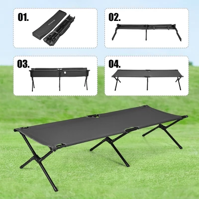 Costway Folding Camping Cot & Bed Heavy-Duty For Adults Kids W/ Carrying Bag 300LBS Grey 9 Costway Folding Camping Cot & Bed Heavy-Duty For Adults Kids W/ Carrying Bag 300LBS Grey - Image 7