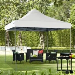 Tangkula 10' X 10' Pop Up Canopy Tent Easy Set-up Outdoor Tent Commercial Instant Shelter W/ 3 Adjustable Heights Blue/Grey/White -OUTSUNNY Shop GUEST ea2abfa4 0c35 4994 8299 5d21427f4b5e