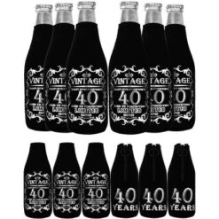 VeryMerryMakering 40th Can Coolers Birthday Gifts For Men, 12pcs, Black