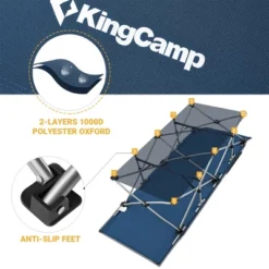 KingCamp Folding Portable Lightweight Outdoor Camping Travel Sleeping Bed Cot With Multi Layer Side Pocket, Carrying Bag, And Anti Slip Feet, Blue -OUTSUNNY Shop GUEST f1a267ee afcf 4eb9 b10d a322d6a90787