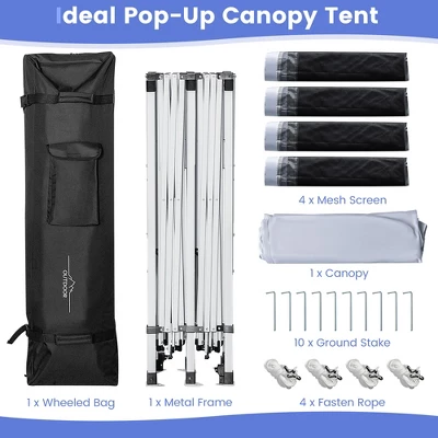 Costway 10x20ft Pop-Up Canopy Party Tent Sidewalls Portable Garage Car Shelter Wheeled 10 Costway 10x20ft Pop-Up Canopy Party Tent Sidewalls Portable Garage Car Shelter Wheeled - Image 8