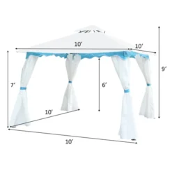 Tangkula 2 Tier 10'x10'Patio Steel Gazebo Outdoor Canopy Tent Steel Frame Shelter Awning W/Side Walls For Patio Yard Garden -OUTSUNNY Shop GUEST f8a7e206 3a51 495c 9785 34bbc427d46b
